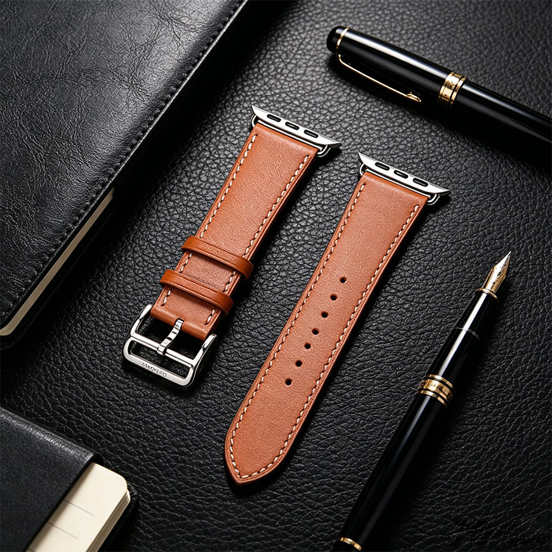 Full Grain Leather Apple Watch Band, Premium Handmade Watch Strap for Apple Watch - Image 3