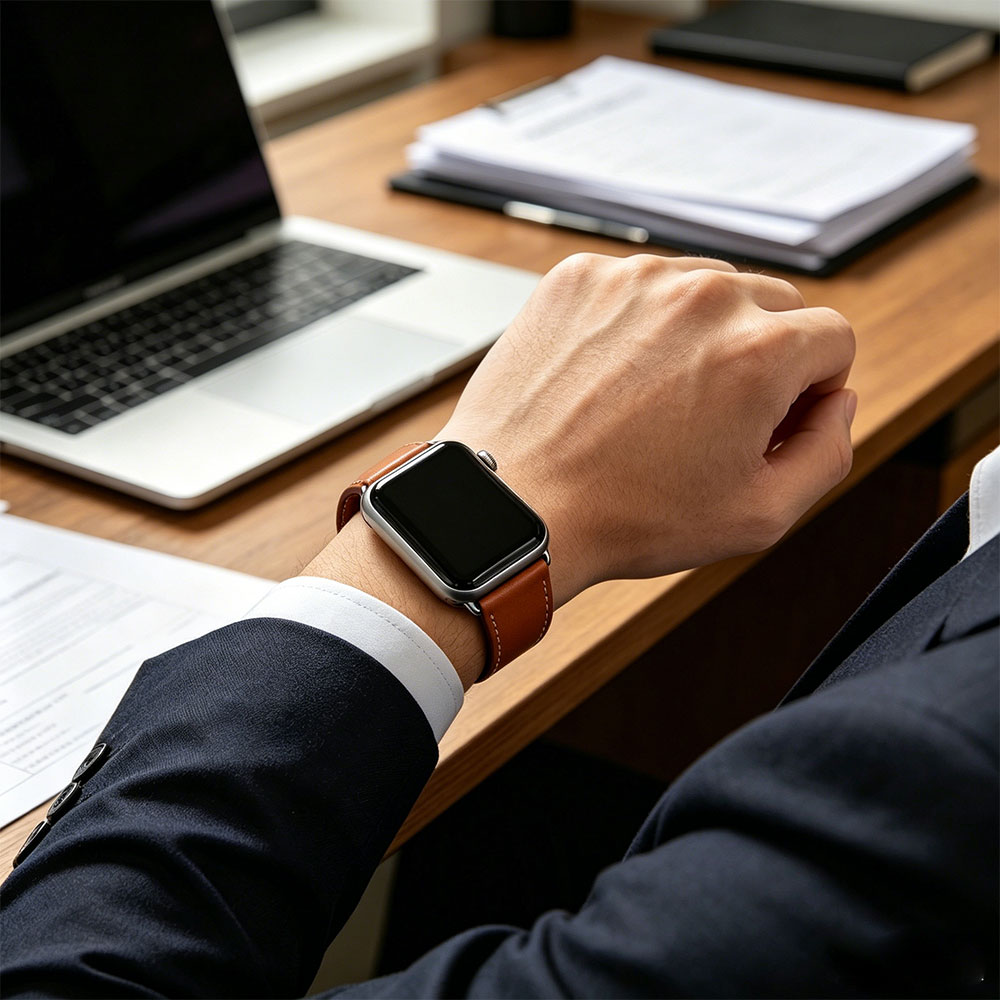 Full Grain Leather Apple Watch Band, Premium Handmade Watch Strap for Apple Watch - Image 4