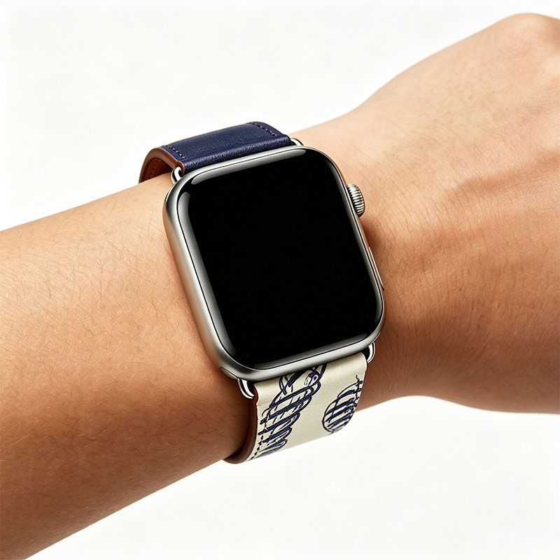 Handmade Genuine Leather Apple Watch Band, Unique Artisan Watch Strap - Image 2