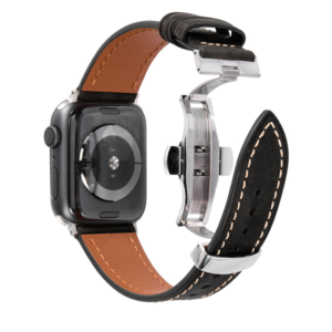 Black Genuine Leather Apple Watch Strap, Luxury Business Watch Band