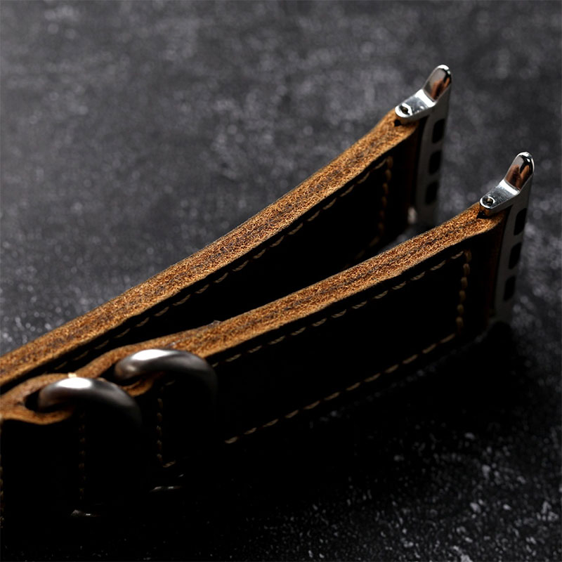 Genuine Leather Apple Watch Band for Men, Classic Vintage Leather Strap - Image 4