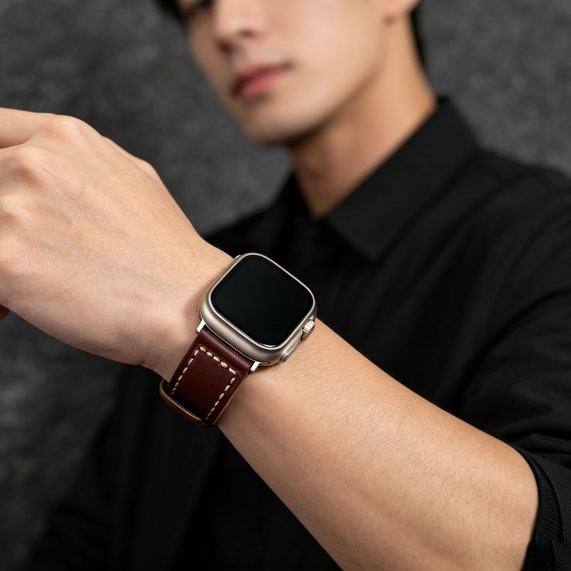 Brown Genuine Leather Apple Watch Strap, Classic Premium Watch Band - Image 5