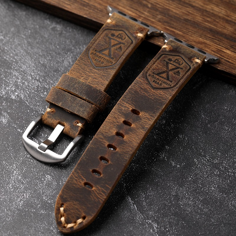 Genuine Leather Watch Strap for Apple Watch, Classic Premium Replacement Band - Image 3