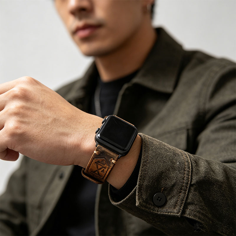 Genuine Leather Watch Strap for Apple Watch, Classic Premium Replacement Band - Image 5