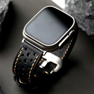 Black Leather Apple Watch Band, Elegant Business Strap for Men